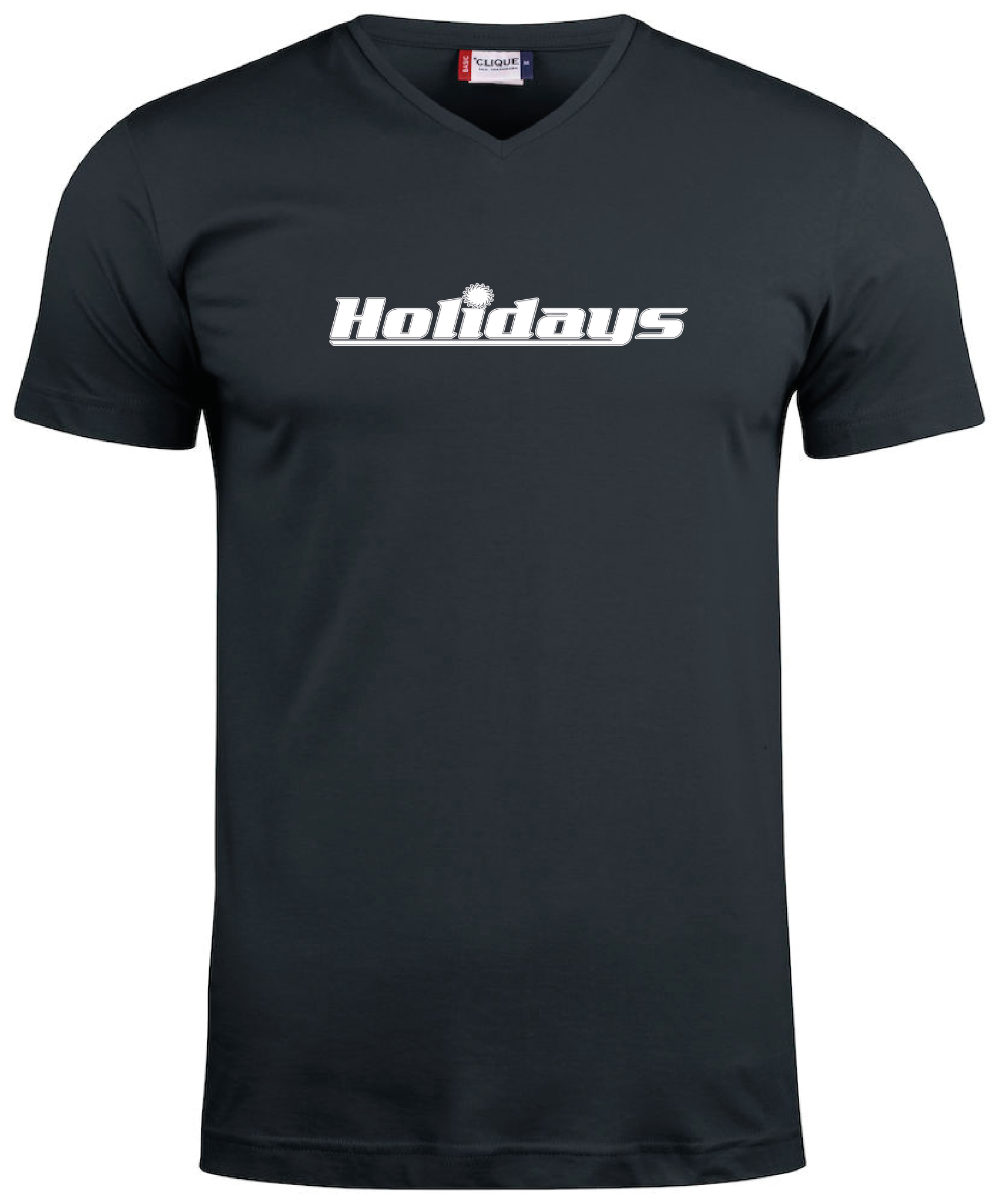 Svart V-hals T-shirt "HOLIDAYS"