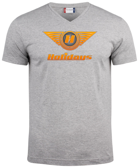 Grå V-hals T-shirt "HOLIDAYS LOGO"