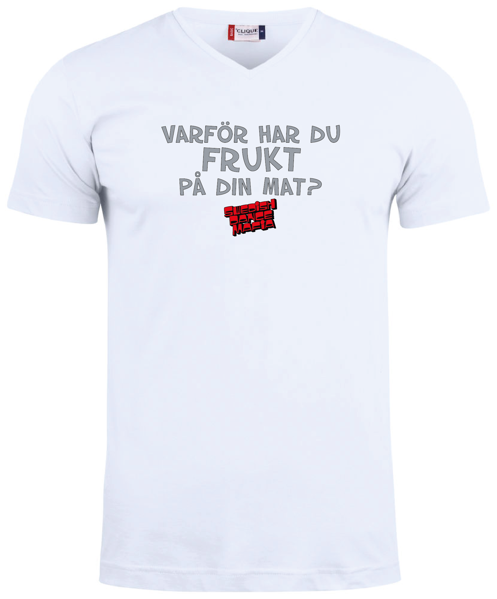 Vit V-hals T-shirt "SDM Frukt"
