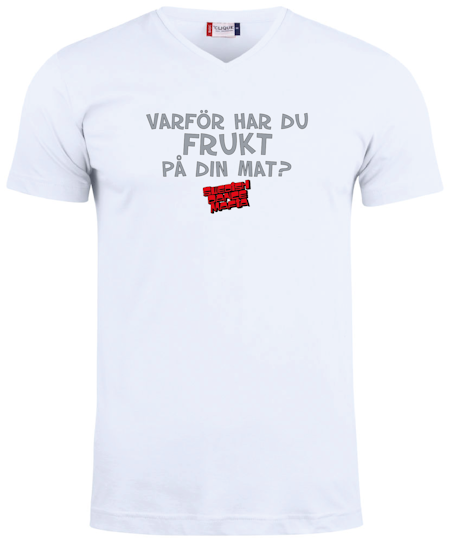 Vit V-hals T-shirt "SDM Frukt"