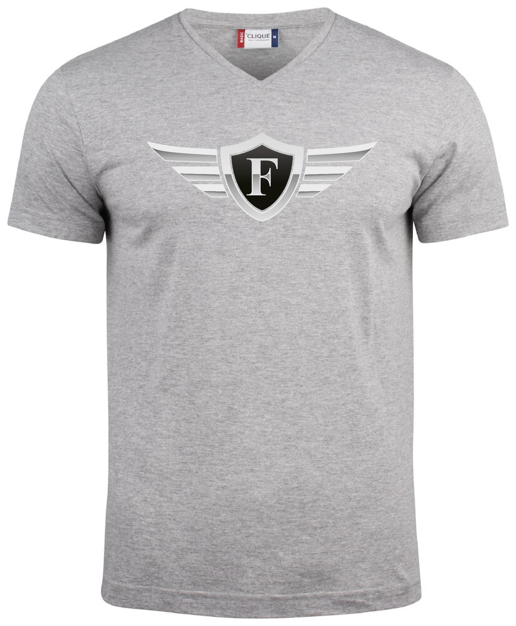 Grå V-hals T-shirt "FOXIE Wings"