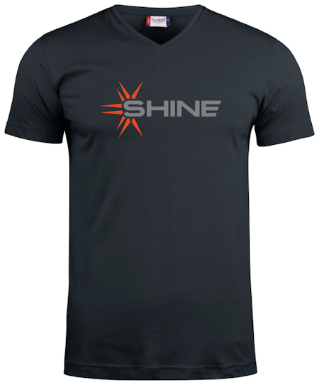 Svart V-hals T-shirt "SHINE"