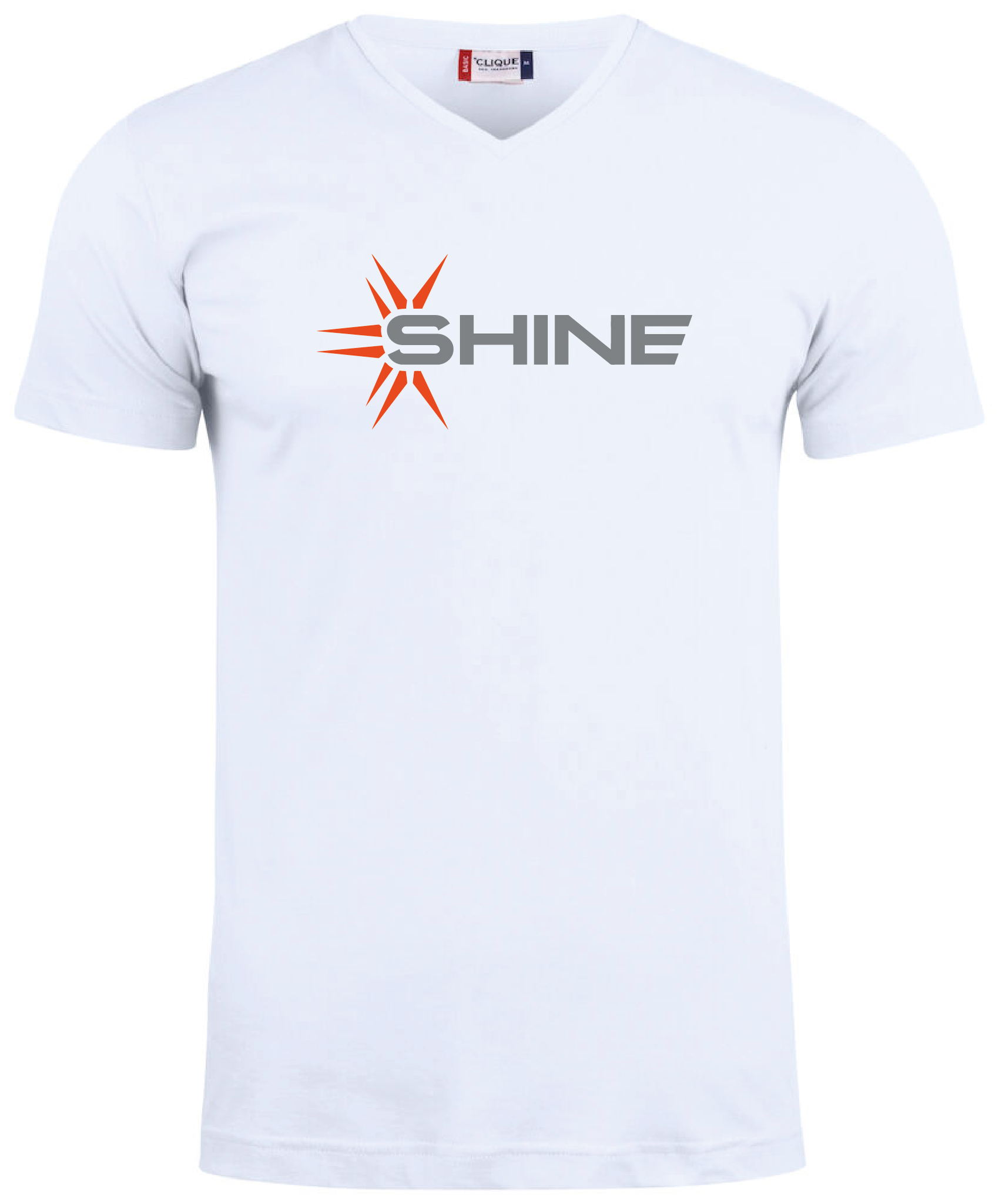 Vit V-hals T-shirt "SHINE"