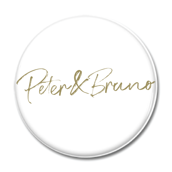 Magnet "Peter & Bruno Logo" 44mm vit