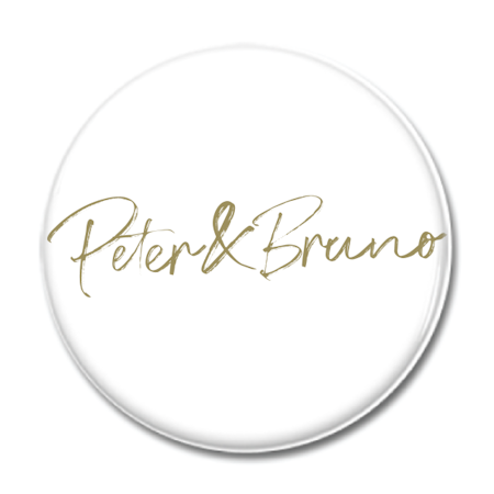 Magnet "Peter & Bruno Logo" 44mm vit