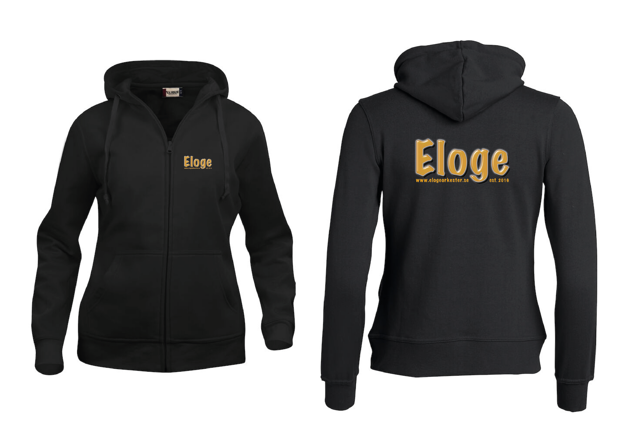 Svart Dam Hoodjacka "ELOGE" Fram & Rygg