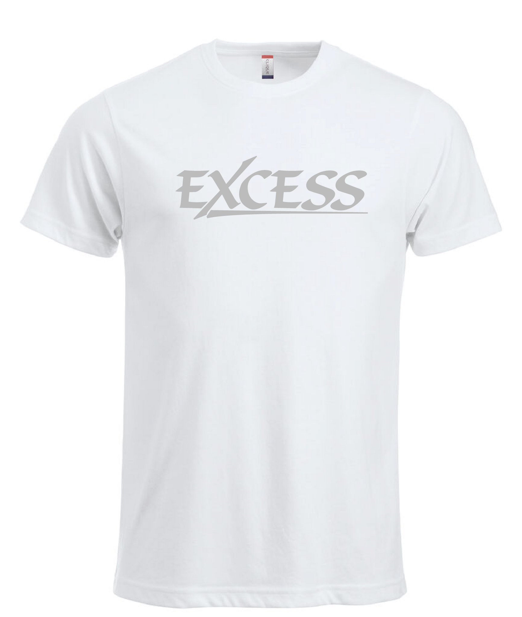 Vit T-shirt "EXCESS" grå