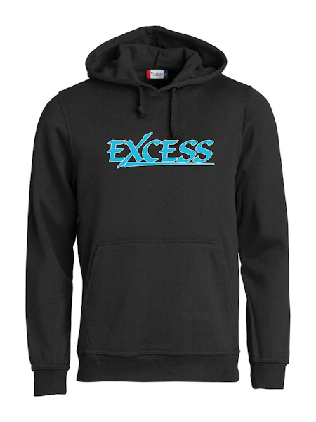 Svart HOODTRÖJA "EXCESS" turkos