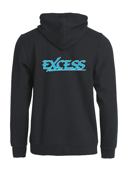 Svart HOODJACKA "EXCESS" turkos rygg