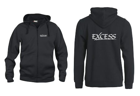 Svart HOODJACKA "EXCESS" grå v.bröst & rygg