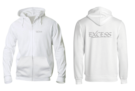 Vit HOODJACKA "EXCESS" grå v.bröst & rygg