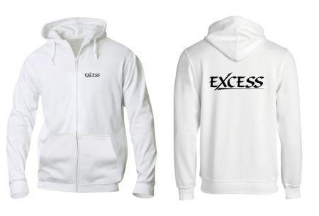 Vit HOODJACKA "EXCESS" svart v.bröst & rygg