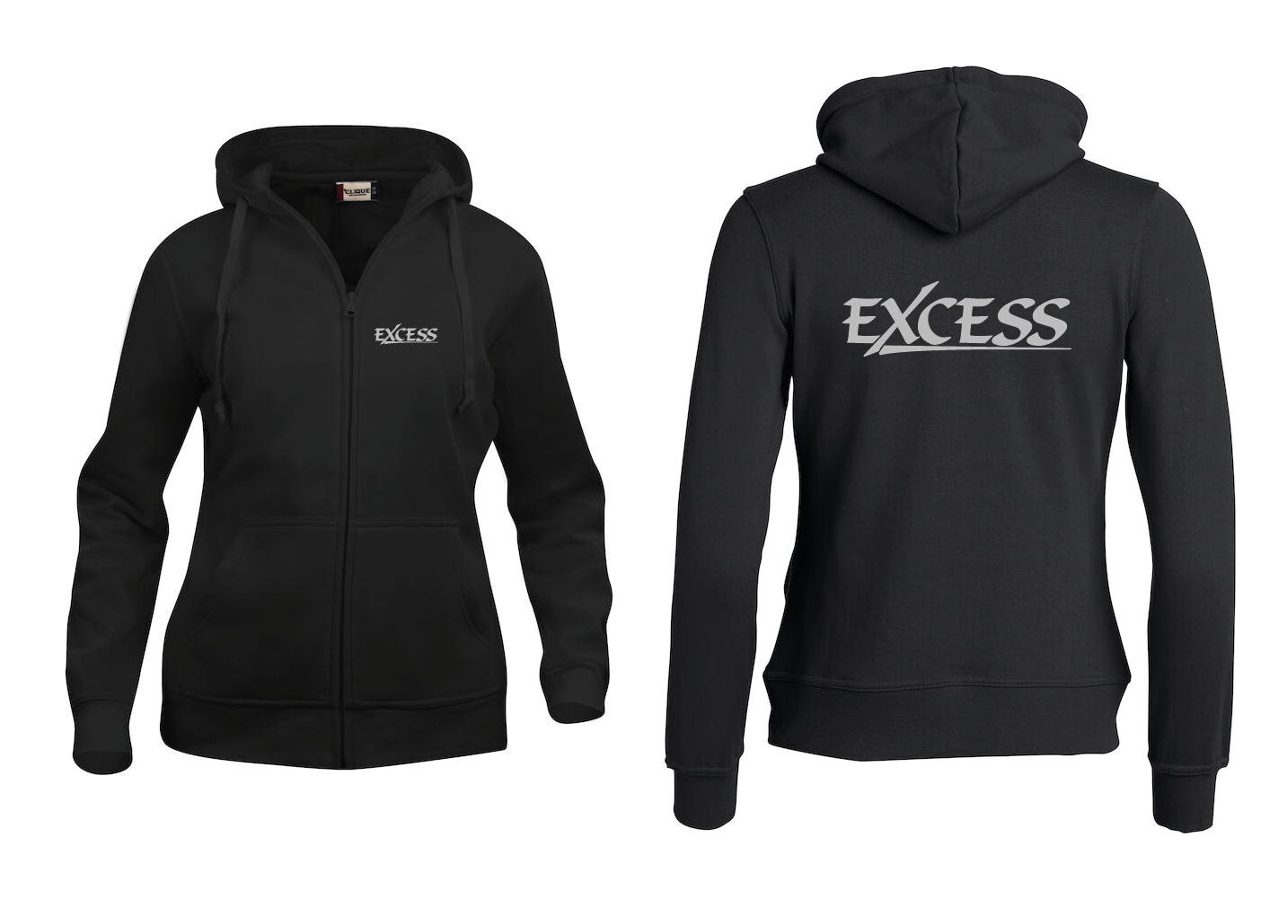 Svart Dam HOODJACKA "EXCESS"  grå v.bröst & rygg
