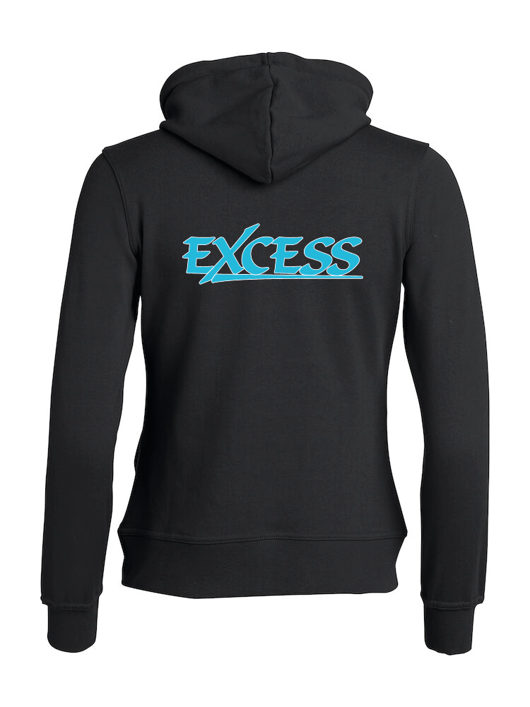 Svart Dam Hoodjacka "EXCESS" turkos rygg
