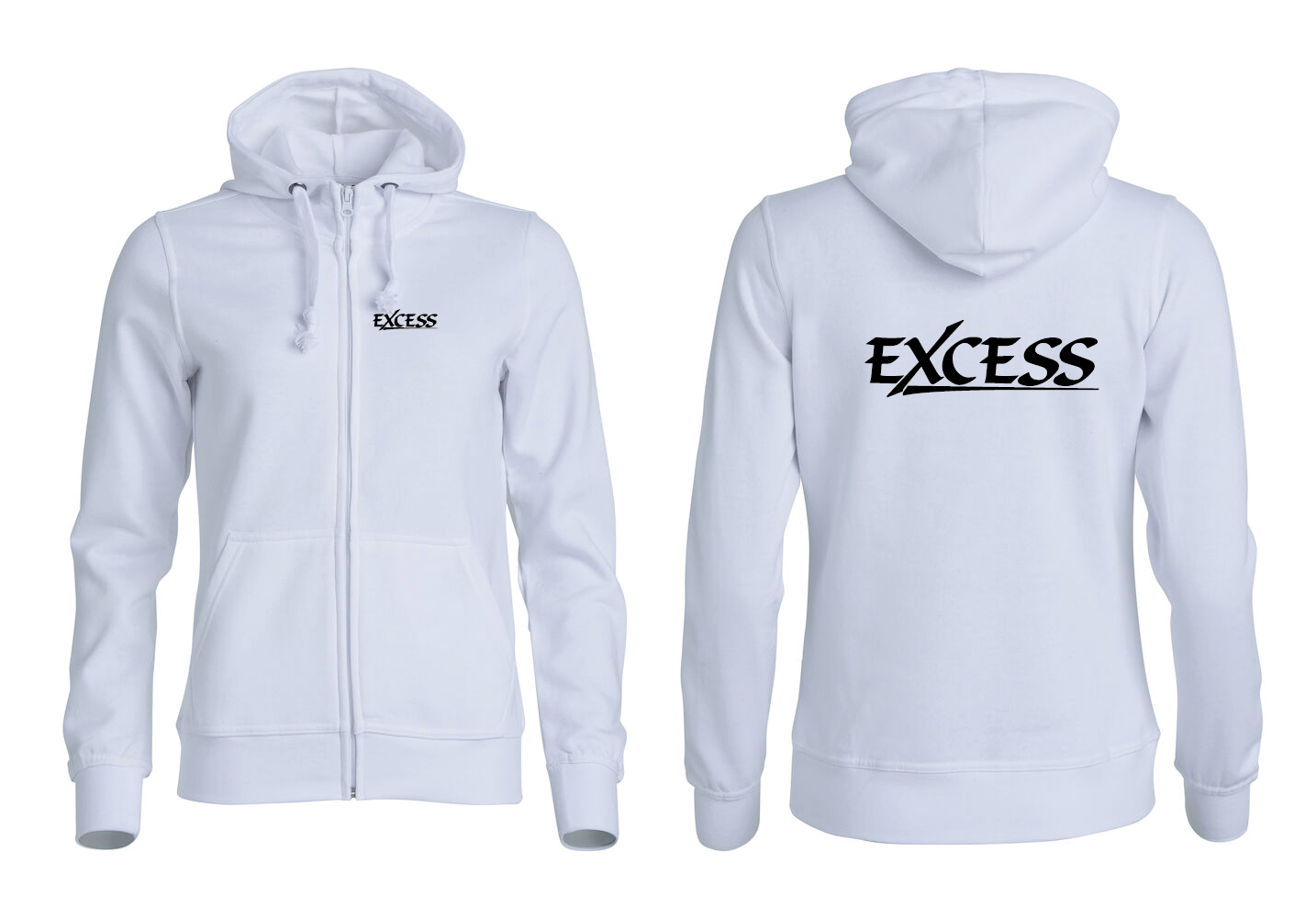 Vit Dam HOODJACKA "EXCESS" svart  v.bröst & rygg