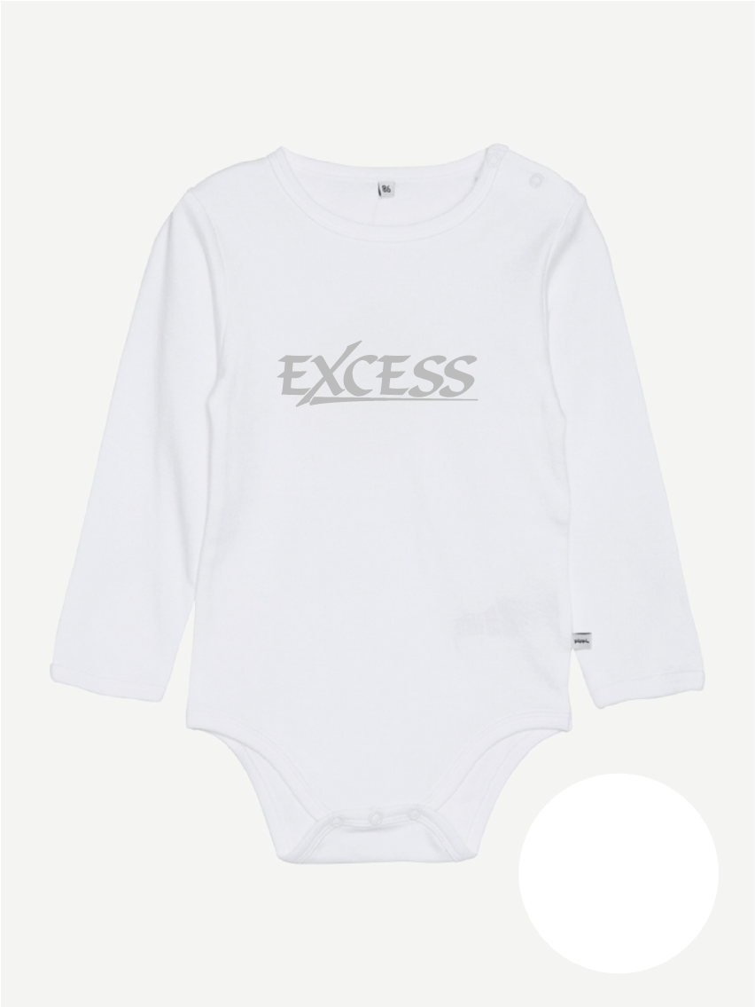 Vit Body Lång Ärm "EXCESS" grå
