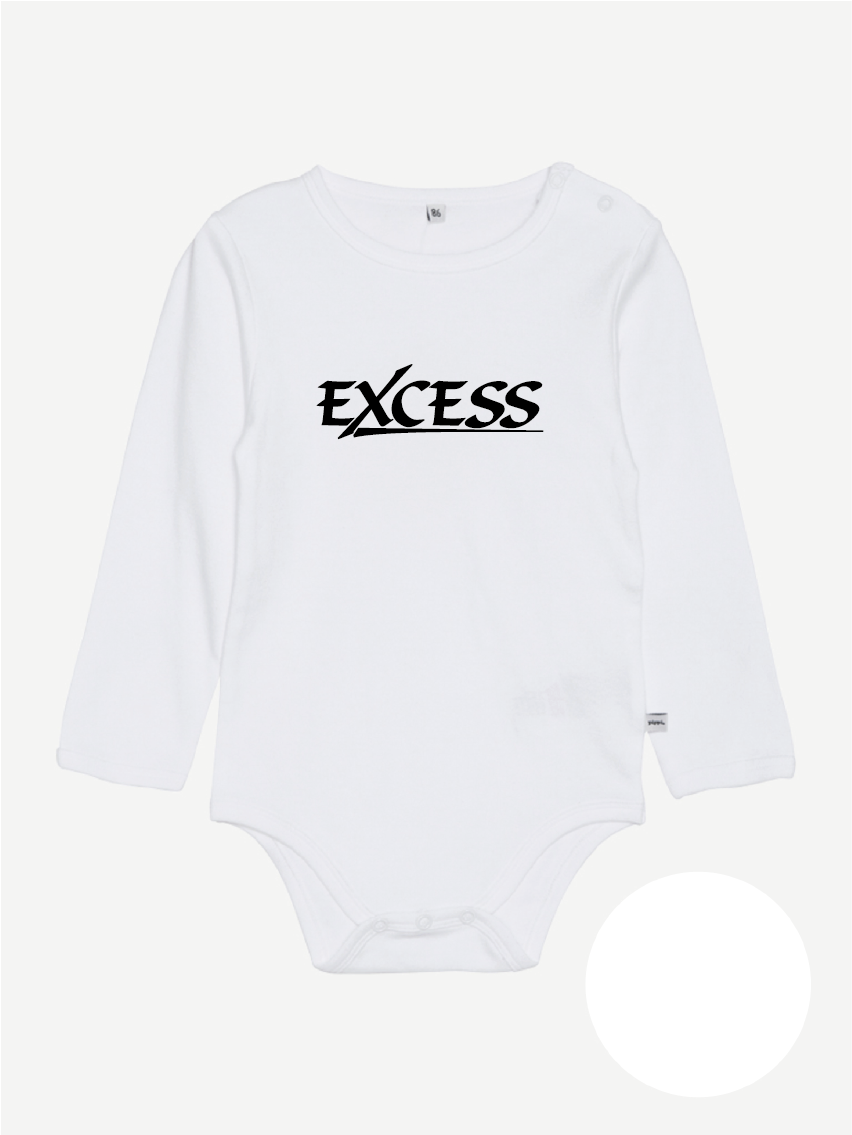 Vit Body Lång Ärm "EXCESS" svart