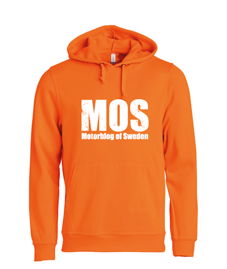 Orange HOODTRÖJA "MOS" stor fram