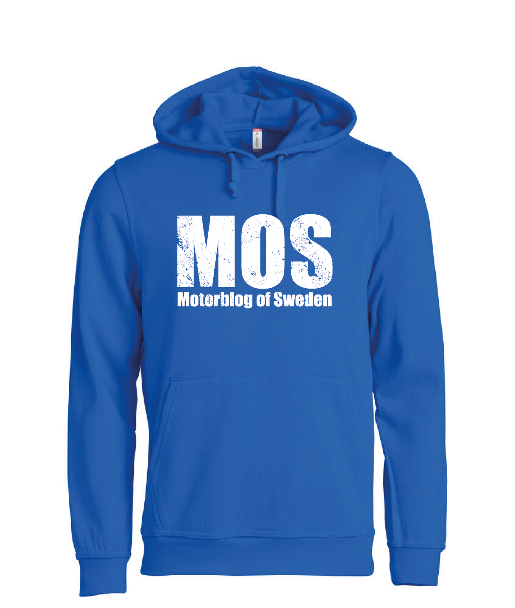 Blå HOODTRÖJA "MOS" stor fram