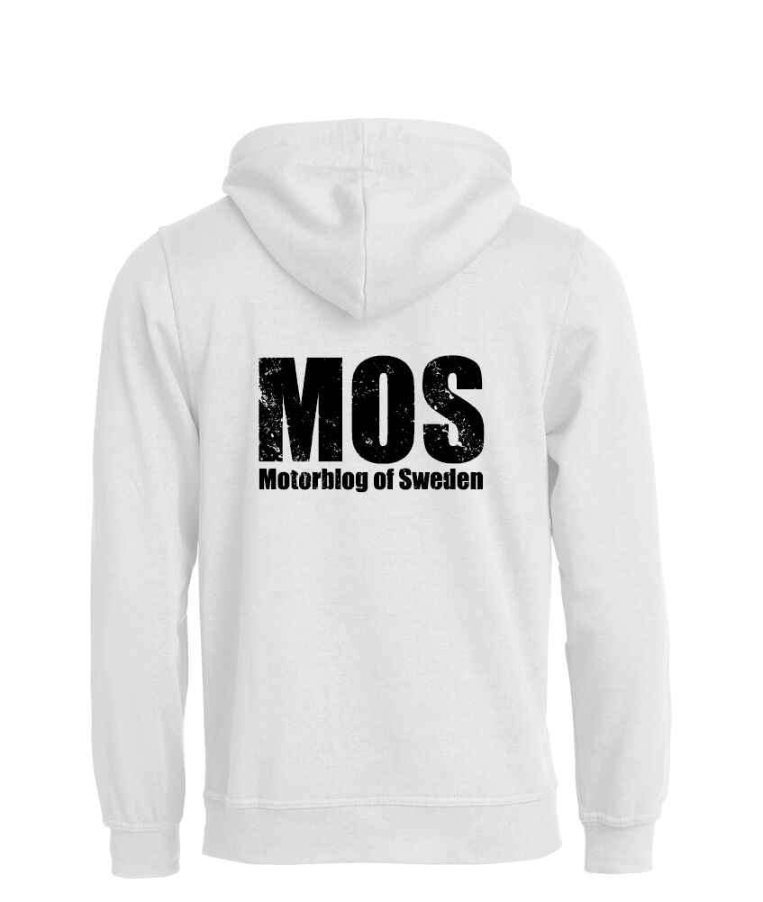 Vit HOODTRÖJA "MOS" stor rygg