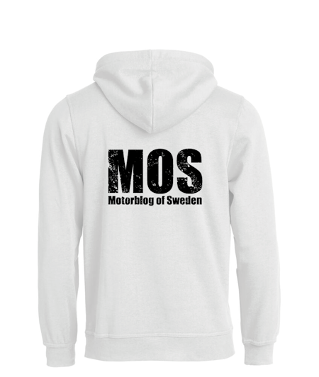 Vit HOODTRÖJA "MOS" stor rygg