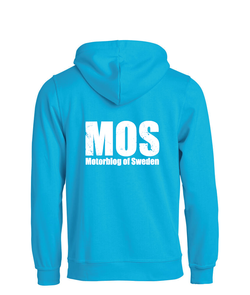 Turkos HOODTRÖJA "MOS" stor rygg