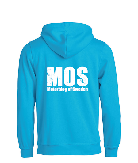 Turkos HOODTRÖJA "MOS" stor rygg