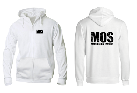 Vit HOODJACKA "MOS" v.bröst & rygg