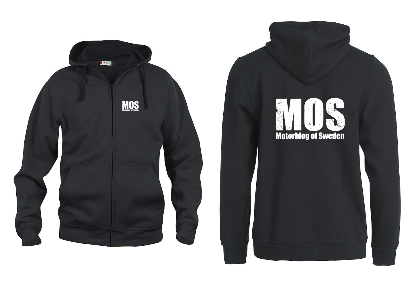 Svart HOODJACKA "MOS" v.bröst & rygg