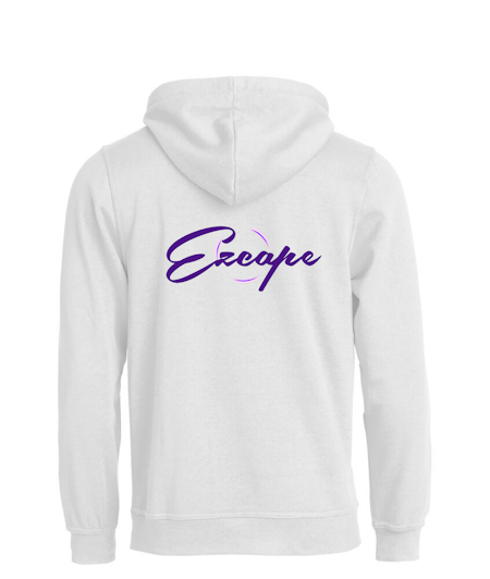 Vit HOODTRÖJA "EZCAPE" rygg