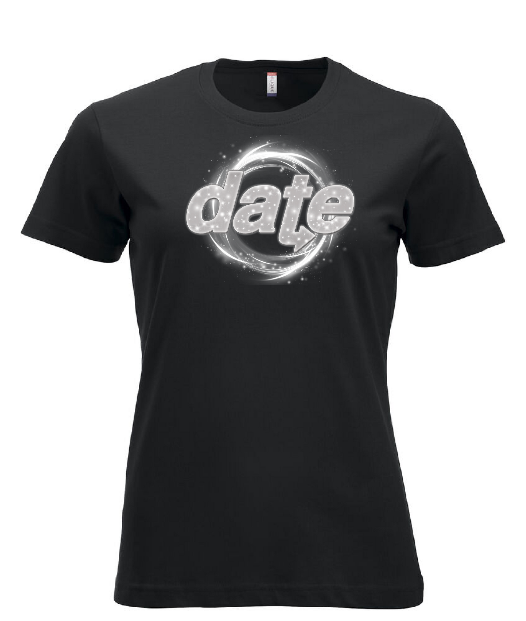 Svart Dam T-shirt "DATE Virvel"