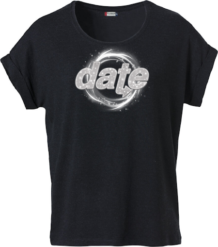 Svart Dam T-shirt Katy "DATE Virvel"