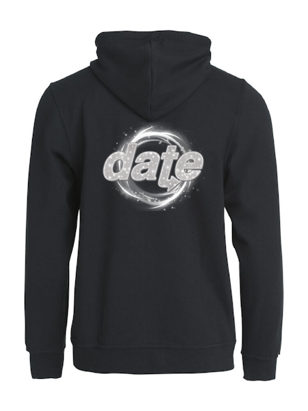 Svart Hoodjacka "DATE Virvel" rygg