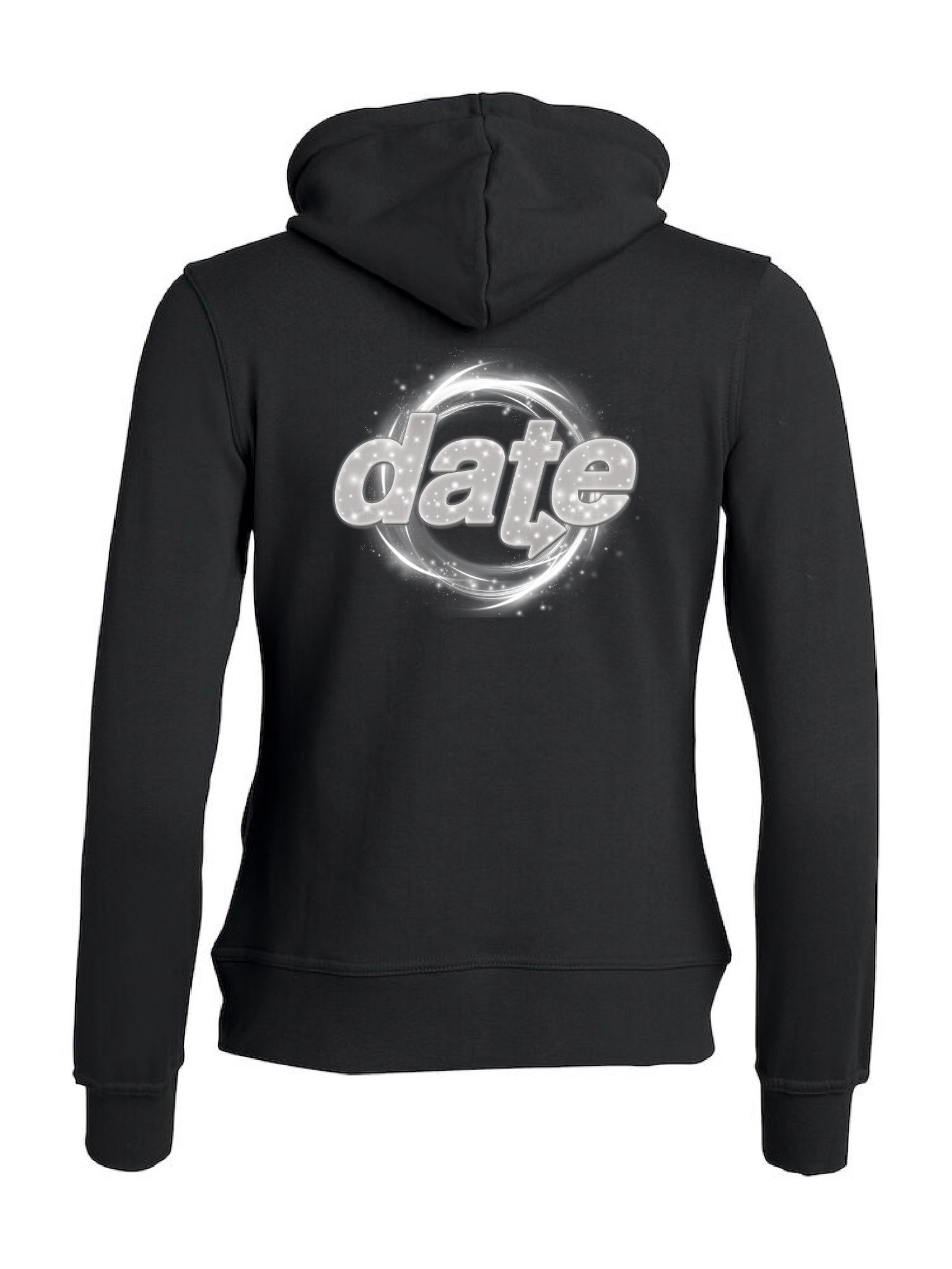 Svart Dam Hoodjacka "DATE Virvel" rygg