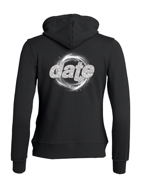 Svart Dam Hoodjacka "DATE Virvel" rygg