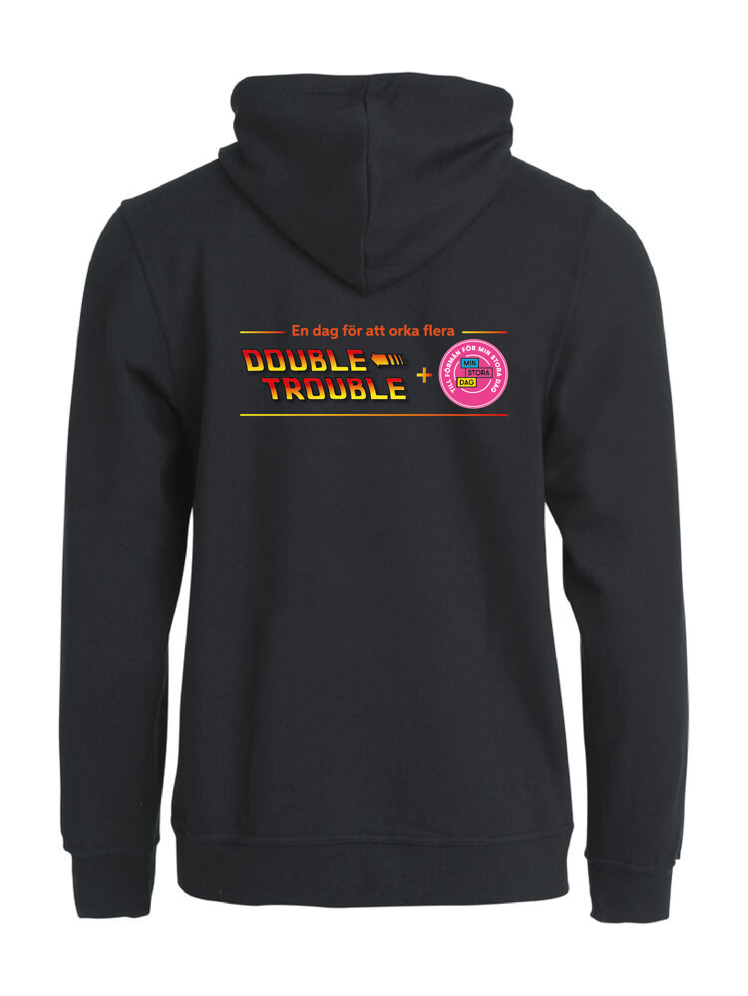 Svart HOODJACKA "Double Trouble" rygg