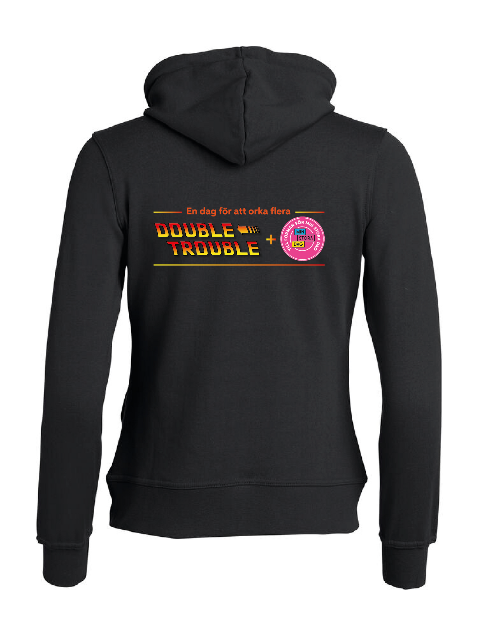 Svart Dam Hoodjacka "Double Trouble" rygg