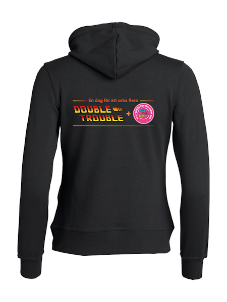 Svart Dam Hoodjacka "Double Trouble" rygg