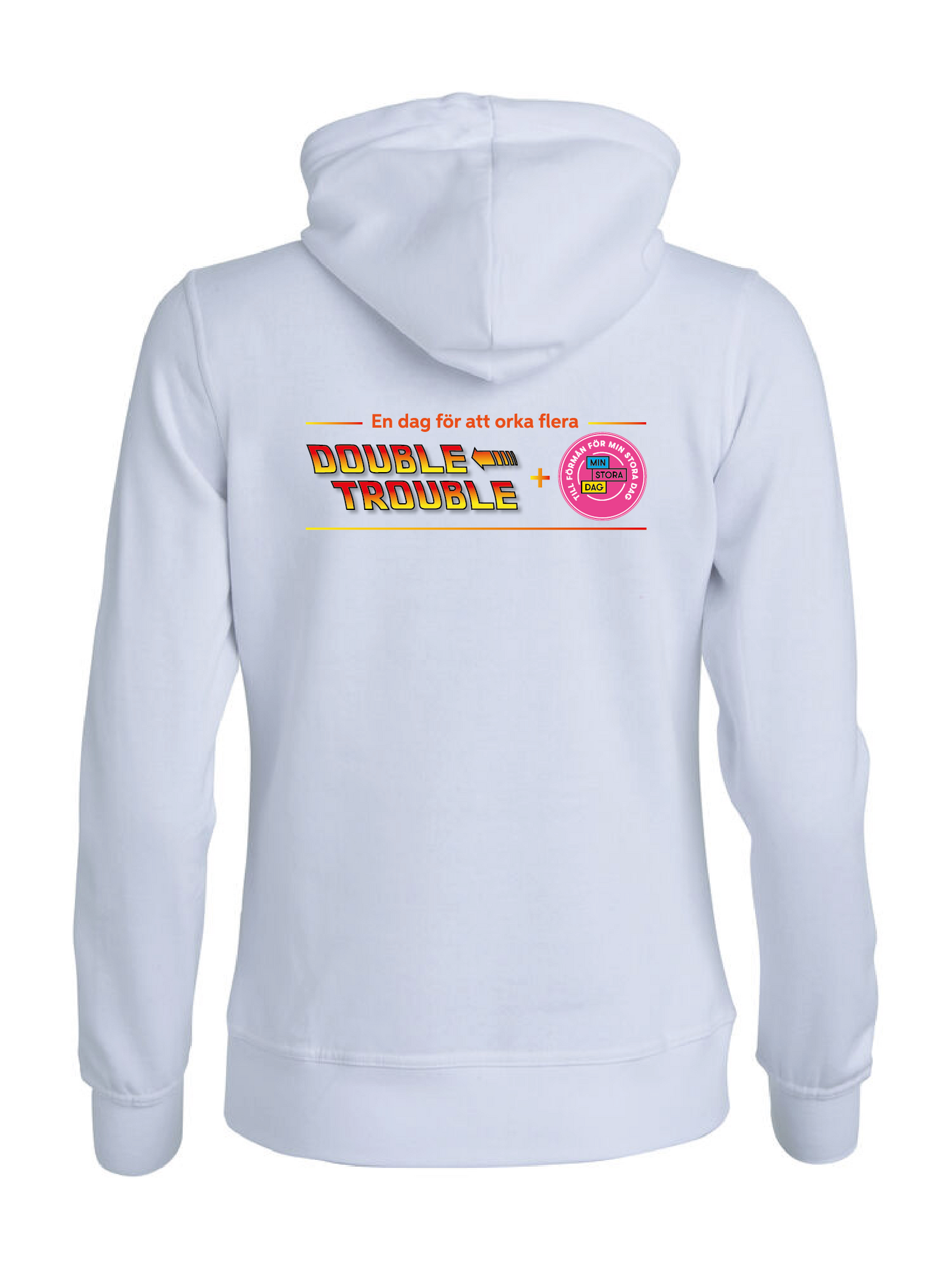 Vit Dam Hoodjacka "Double Trouble" rygg