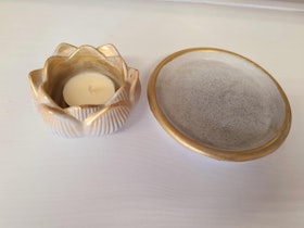 Ljusstake med matchande prydnadstallrik SÅLD