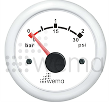 Turbotrycksmätare 2 bar - vit