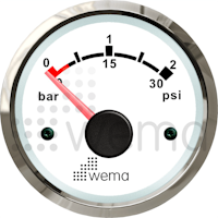 Turbotrycksmätare 2 bar - vit/silver