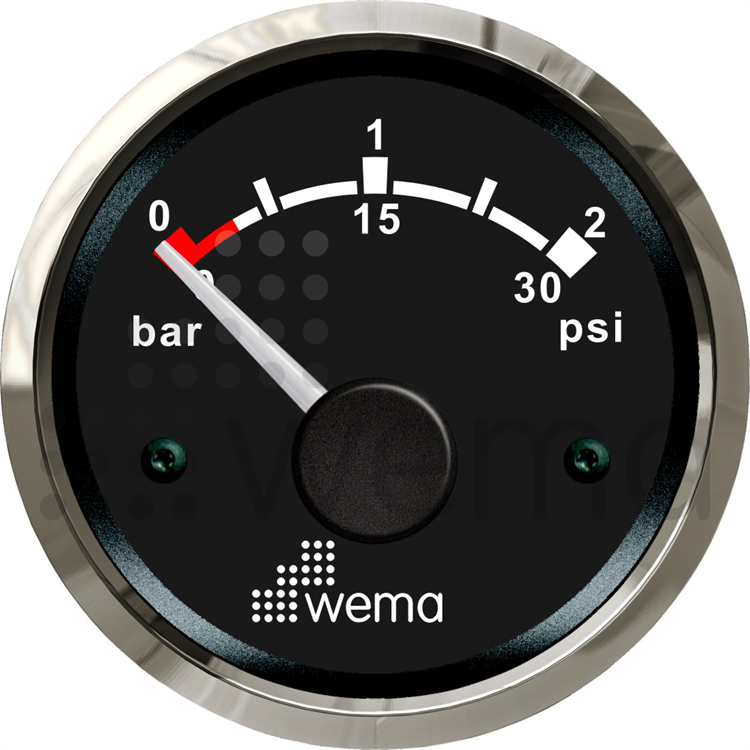 Turbotrycksmätare 2 bar - svart/silver