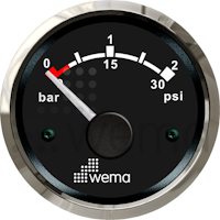 Turbotrycksmätare 2 bar - svart/silver
