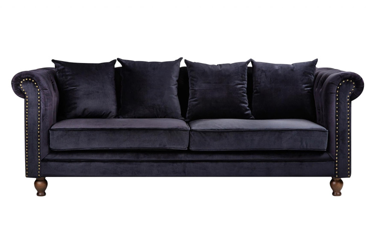 Velvet 3-sits soffa sammet svart