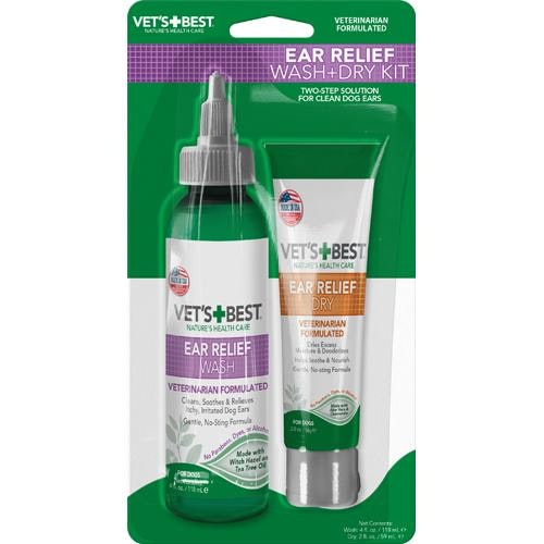 Vets Best ørevask og -tørkesett 118 ml + 56 g