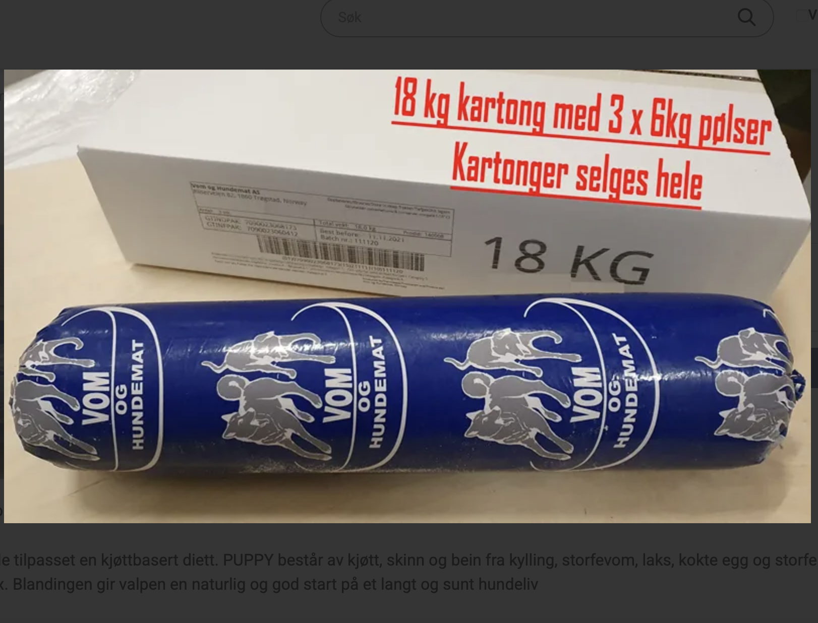 PUPPY fullfôr 18 kg kartong