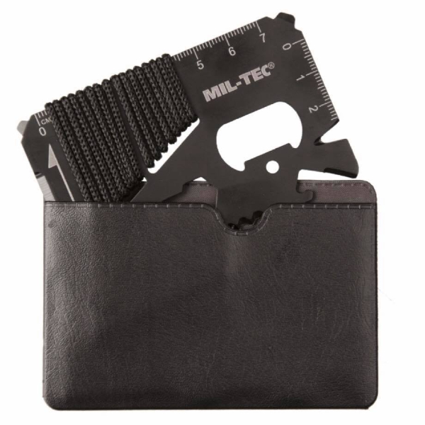 MIL-TEC by STURM BLACK SURVIVAL TOOL CARD PARACORD WITH CASE
