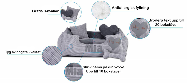 Platinum gray - gray dog bed with name