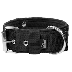 Grip Black - wide black dog collar with handle